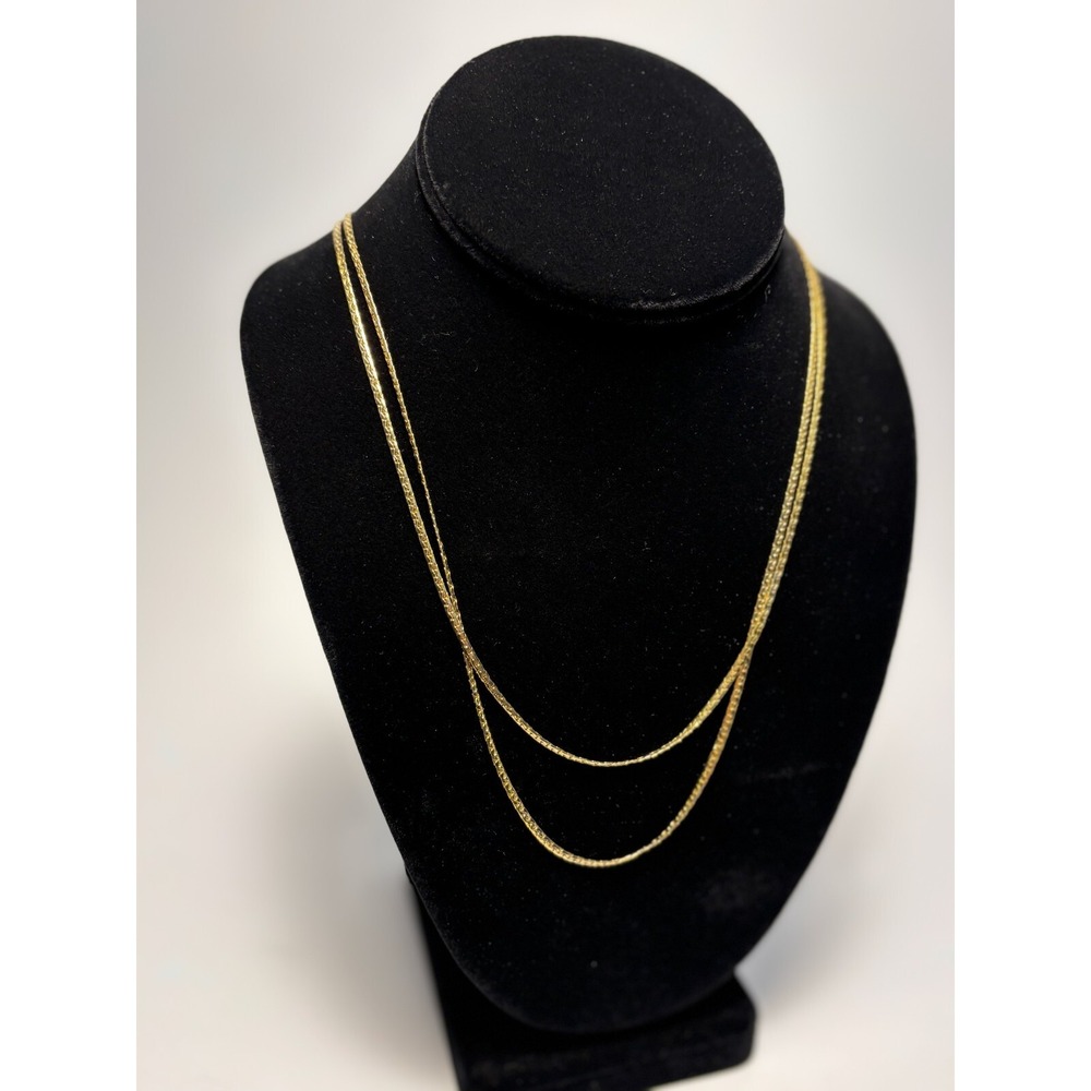 Necklace Long Multi Layer Chain Gold Tone Signed Interesting‎ Large Clasp